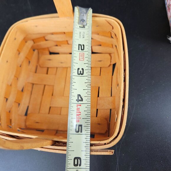 Longaberger 2002 Sm Square Tarragon Wicker Basket Spring Floral Fabric Plastic - Picture 10 of 11